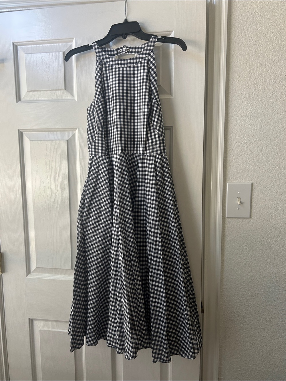 Eliza J Black & White Gingham Halter Midi Dress